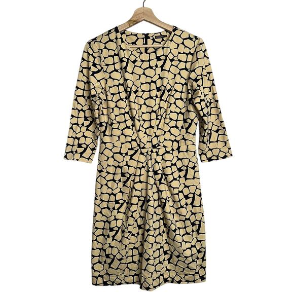 J.McLaughlin Catalina Cloth Animal Print Sheath Dress Medium Black Yellow Career - Picture 1 of 5